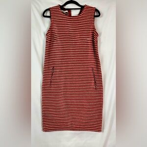 Les Copains Made in Italy Red and White Striped Midi Dress